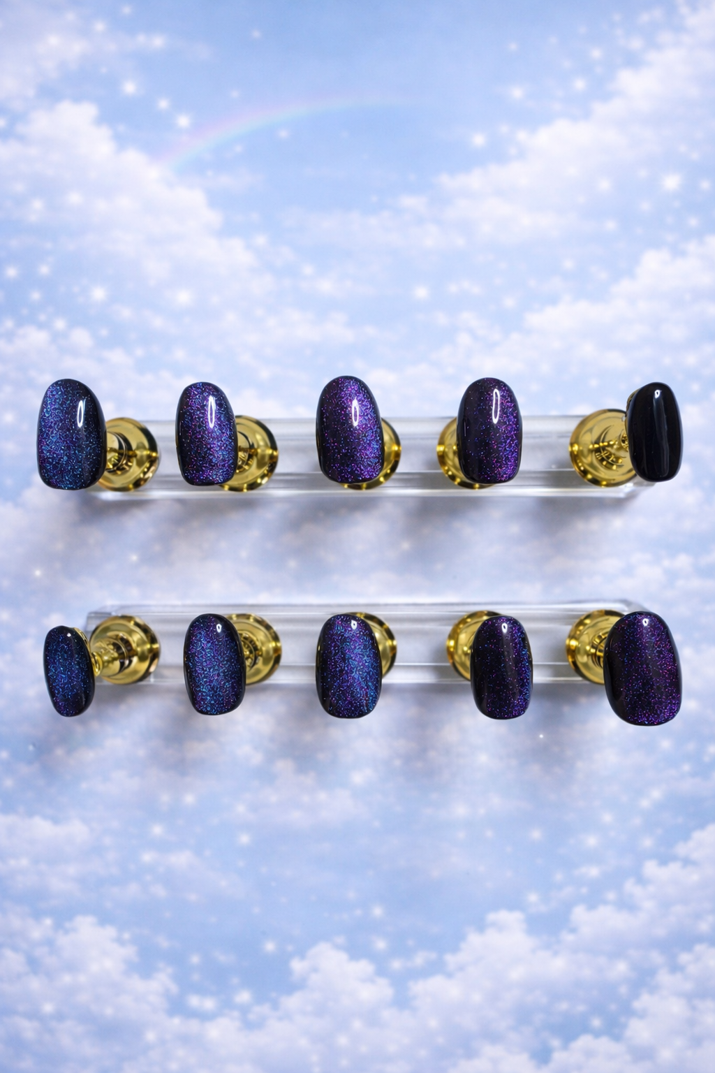 Purple Cat-Eye Press On Nails
