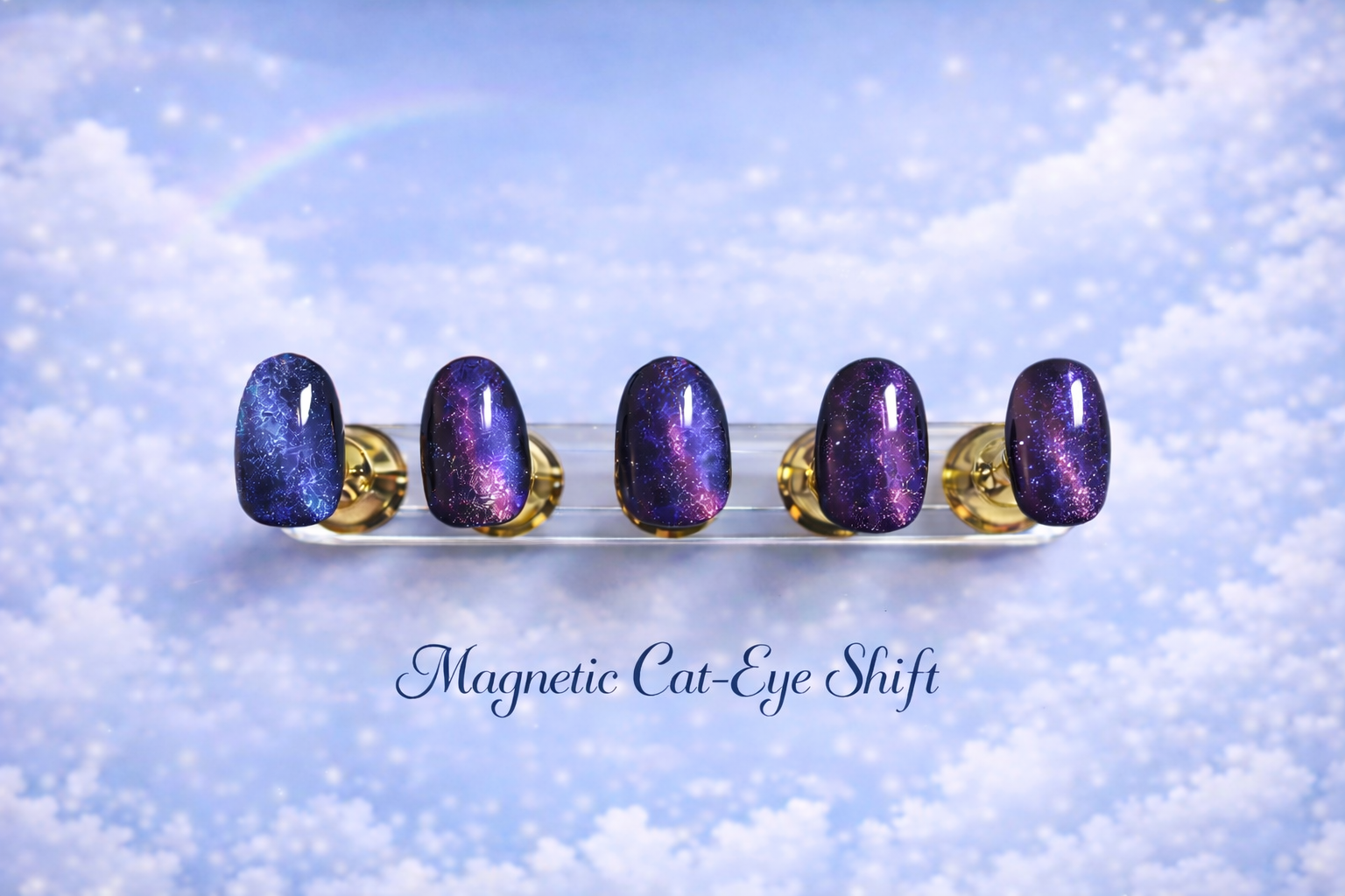 Purple Cat-Eye Press On Nails
